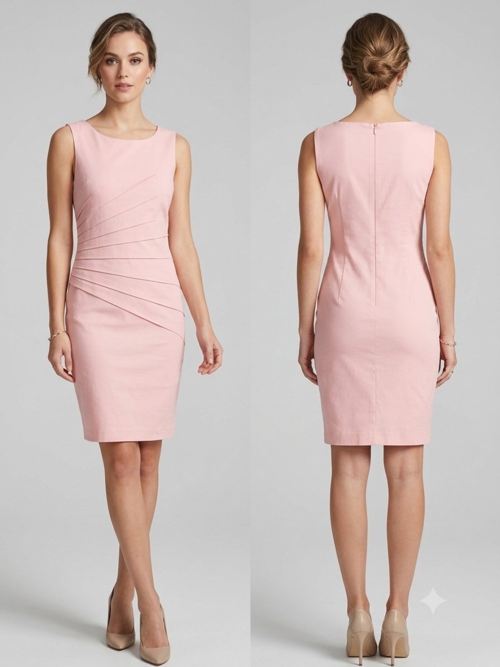 Sleeveless Peach Pink Sheath Dress